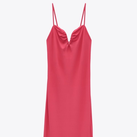 NWT Zara pink sweetheart midi dress | Zara casual dress size M - Picture 7 of 8